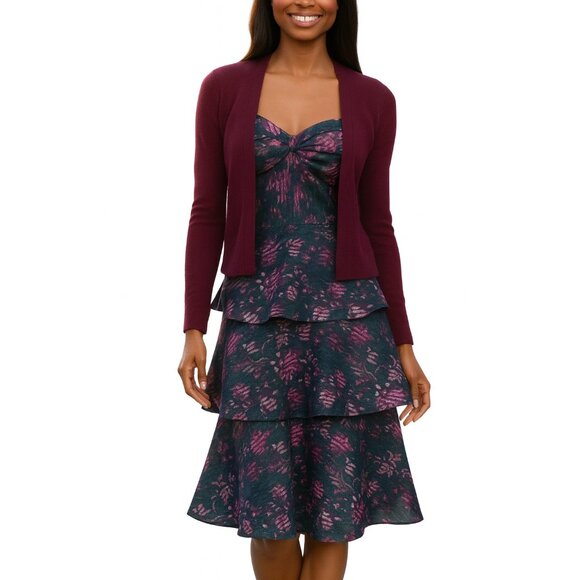 MARCHESA NOTTE Floral Tiered Fit & Flare Dress - Picture 14 of 14